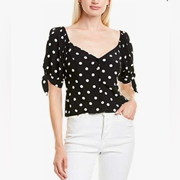 1. State Tops - 1.STATE Womens Dot Button Front Crop Blouse